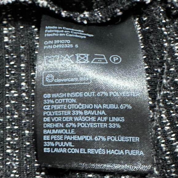 H&M Black White Marled Knit Sweater Top Women’s XL Crew Neck Long Sleeve Zip - Picture 6 of 9